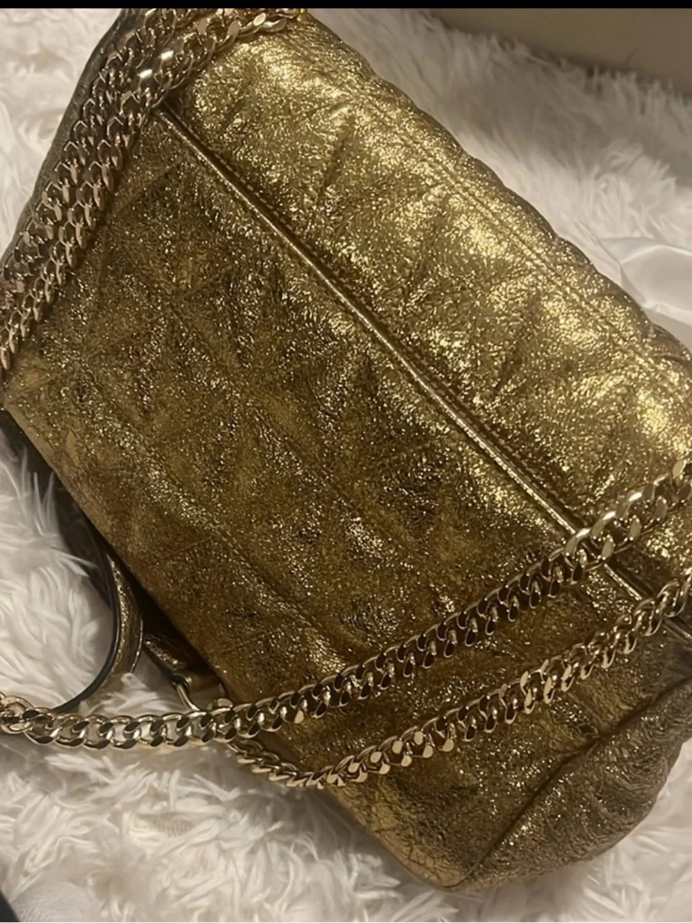 Michael Kors Metallic Gold Quilted Sloan Bag with Chain Strap